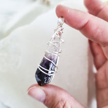 Load image into Gallery viewer, large Amethyst Necklace white Gold, 65cm - 70cm