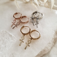 Load image into Gallery viewer, The Ankh mini Hoops - Hex + Stones