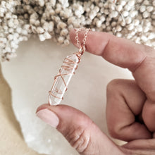 Load image into Gallery viewer, Clear Quartz Necklace; Rose Gold 45cm - 50cm
