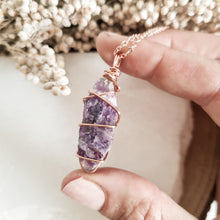Load image into Gallery viewer, Amethyst Necklace; Rose gold 45cm - 50cm
