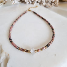 Load image into Gallery viewer, Rhodonite Necklace with Herkimer, Gold; Rose Gold; Silver, Stainless Steel
