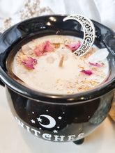 Load image into Gallery viewer, Witches Brew Candle Cup with Crystals and Dried Flowers - Lavender Ylang Ylang

