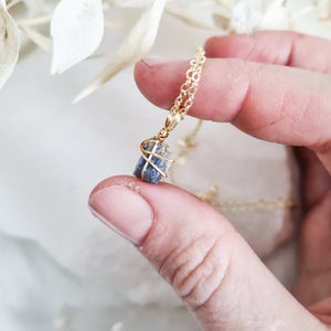 Blue Saphire Necklace gold  35cm - 40cm