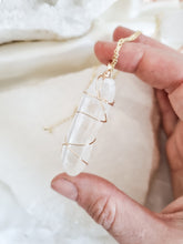 Load image into Gallery viewer, Clear Quartz Necklace; Gold  50cm - 55cm
