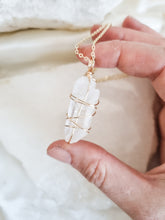 Load image into Gallery viewer, Clear Quartz Necklace; Gold  50cm - 55cm
