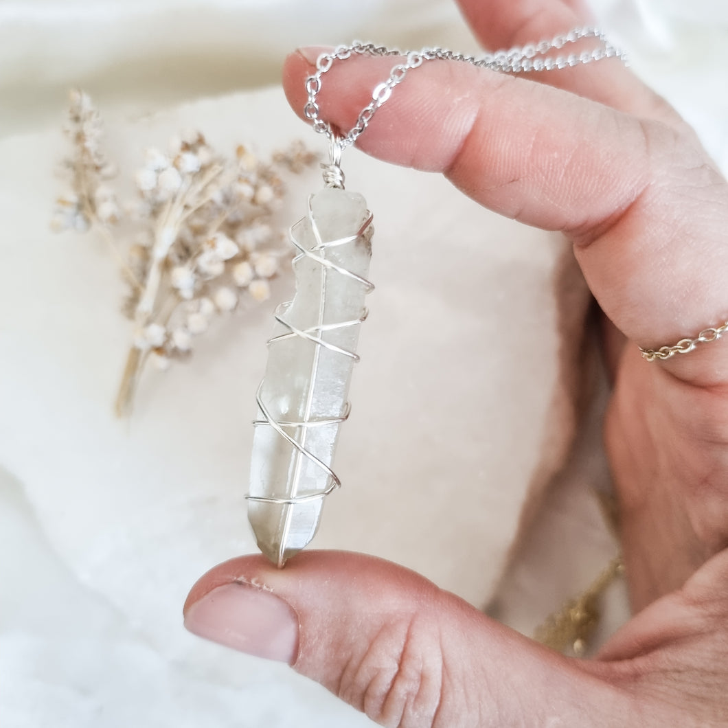 smoky quartz Necklace; white Gold  45cm - 50cm
