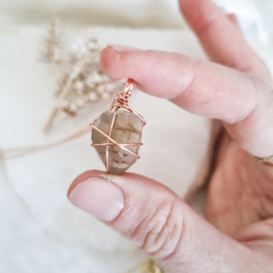 smoky quartz Necklace; rose Gold 50cm - 55cm