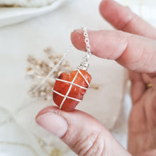 Load image into Gallery viewer, Carnelian Necklace  White gold 45cm - 50cm
