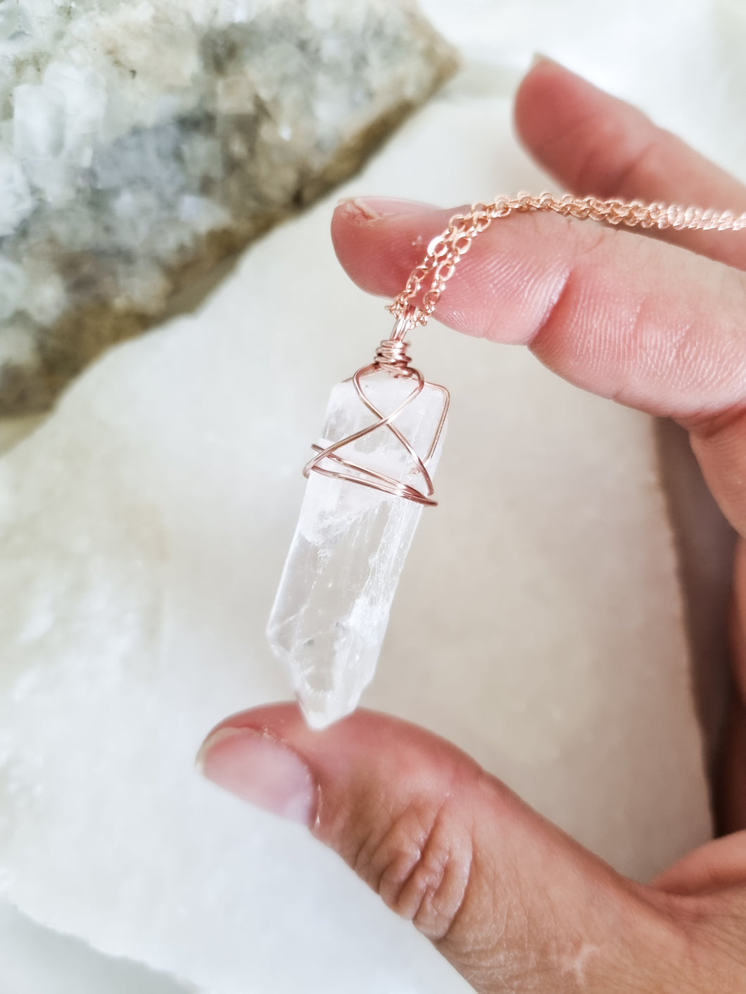 Clear Quartz  Rose Gold, 55cm - 60cm