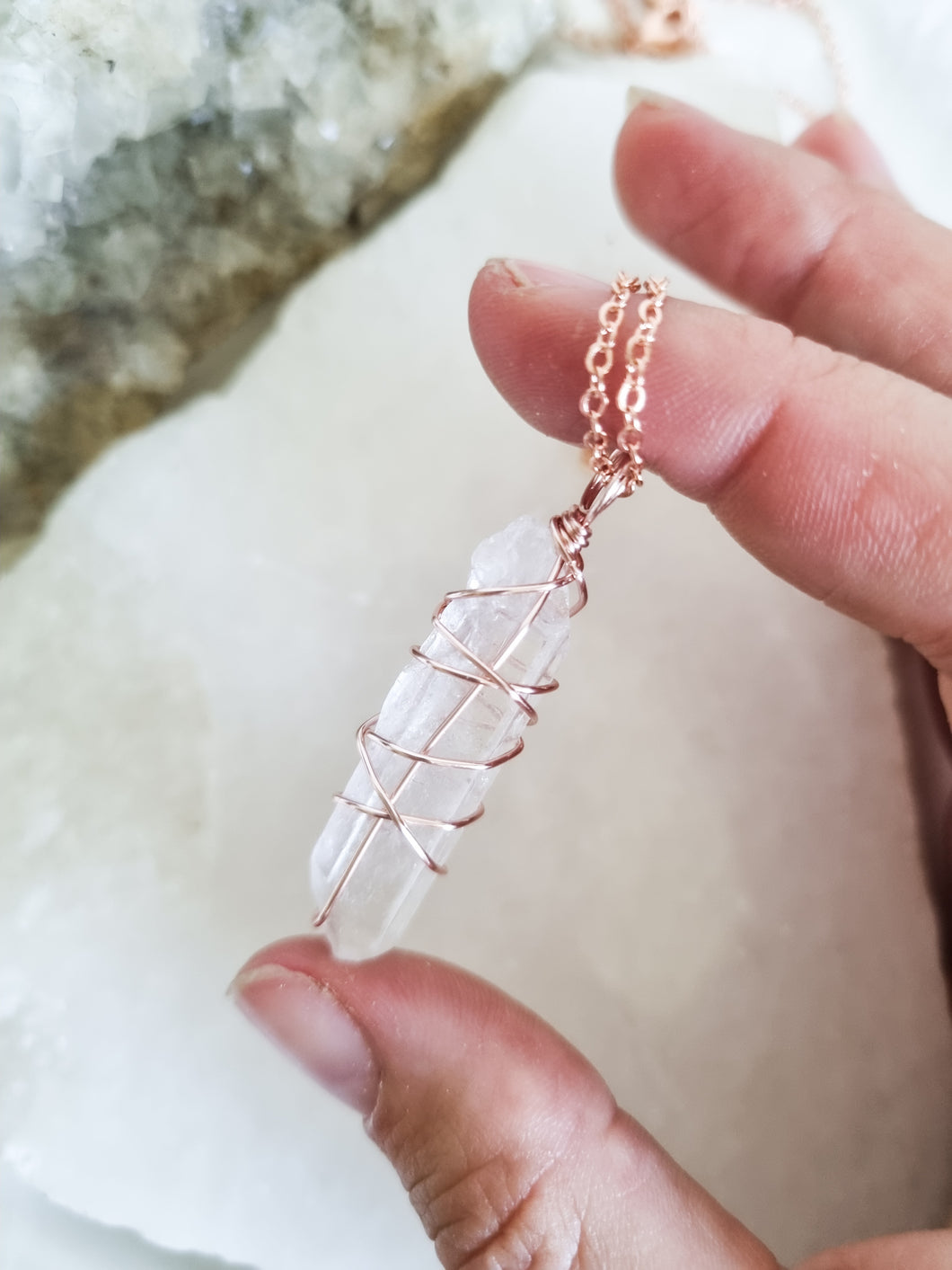 Clear Quartz  Rose Gold, 50cm - 45cm