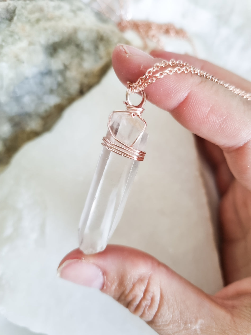 Clear Quartz  Rose Gold, 50cm - 45cm