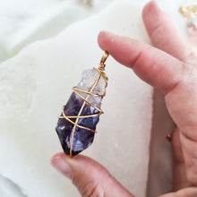 Load image into Gallery viewer, large Amethyst Necklace Gold, 65cm - 70cm
