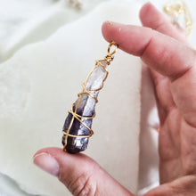 Load image into Gallery viewer, large Amethyst Necklace Gold, 65cm - 70cm
