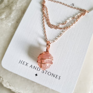 Rose Quartz Necklace Rose Gold 45cm - 50cm