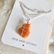 Load image into Gallery viewer, Orange Calcite Necklace white Gold, 45cm - 50cm
