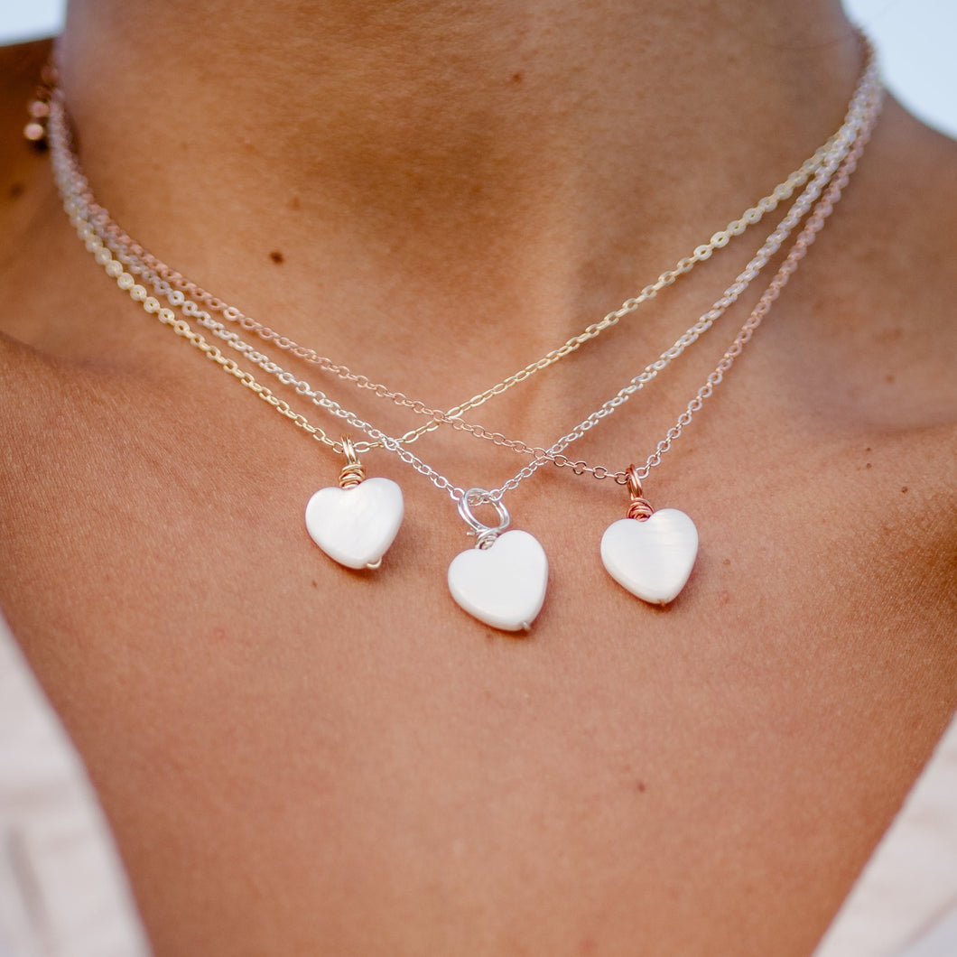 Heart Necklace mother of pearls