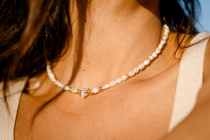 Freshwater pearls Necklace, Gold; Rose Gold; Silver, Stainless Steel