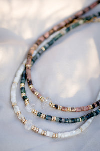 mother of pearls (perlmutt) Necklace, Gold; Rose Gold; Silver, Stainless Steel