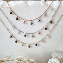 Load image into Gallery viewer, Lyra Chakra Charm Necklace; 35cm - 40cm - Hex + Stones

