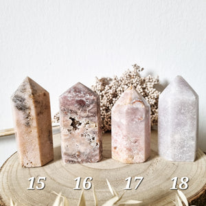 Pink Amethyst Large and Medium Towers - Hex + Stones