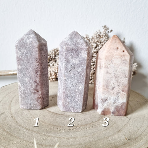 Pink Amethyst Medium to Small Towers - Hex + Stones