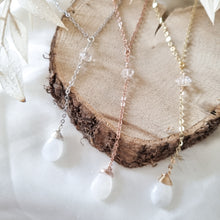Load image into Gallery viewer, Moonstone Hanging Necklace with Herkimer 35cm - 40cm + Hanging 6cm - Hex + Stones
