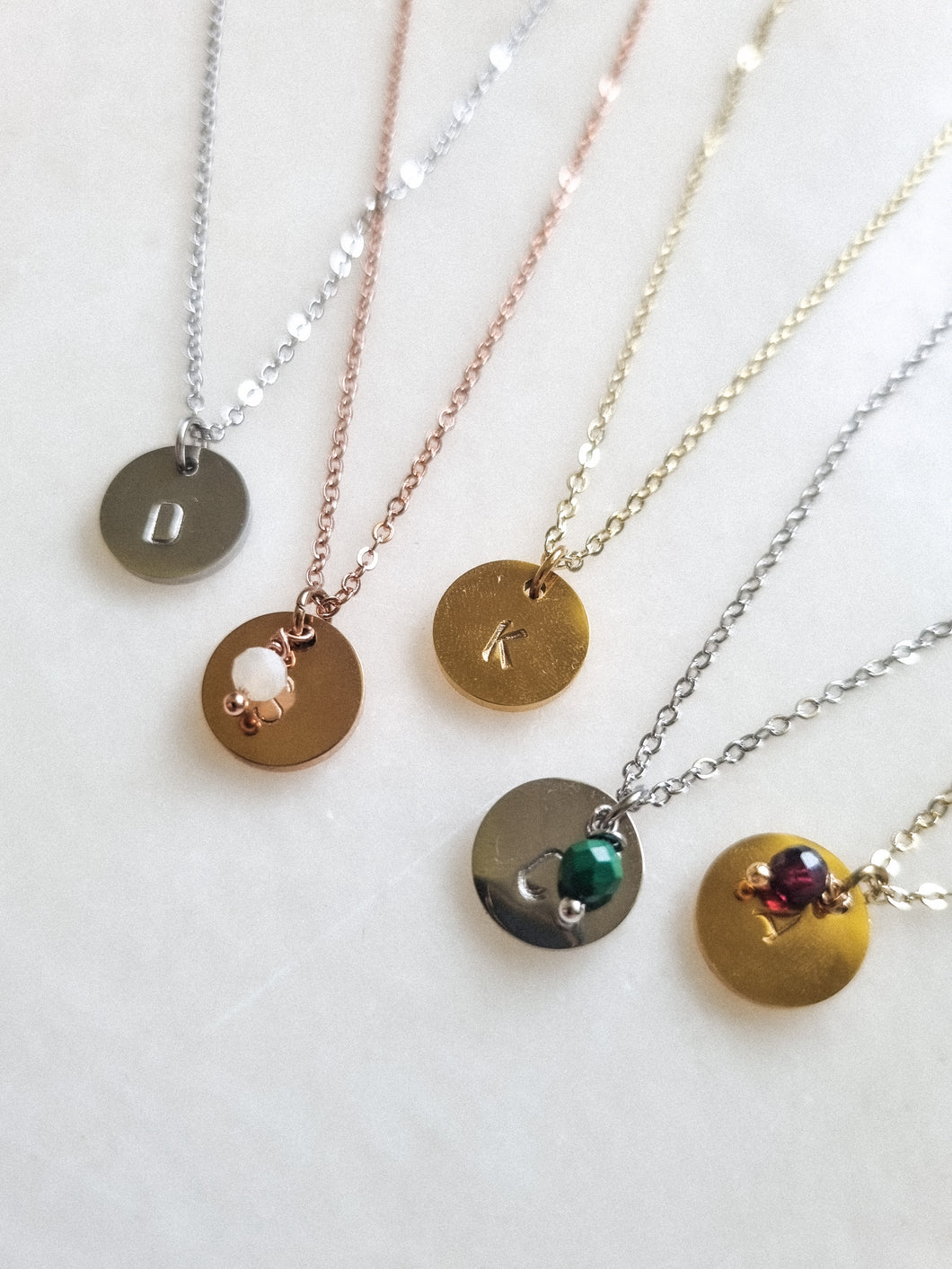 Letter and Zodiac Necklaces W - Z - Hex + Stones