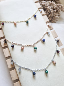 Lyra Chakra Charm Necklace and matching Bracelet Set - Hex + Stones