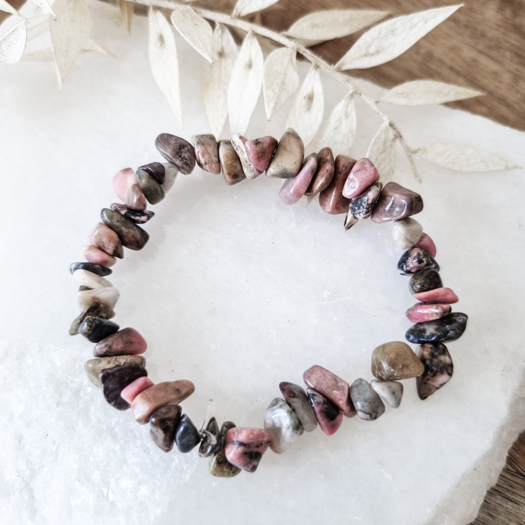 Rhodonite Bracelet - Hex + Stones
