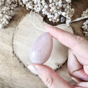 Yoni Egg Rose Quartz with string - Hex + Stones