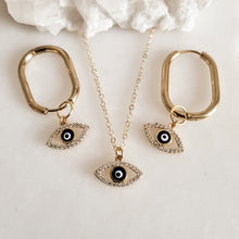 Load image into Gallery viewer, Evil Eye Earrings and Necklace Set
