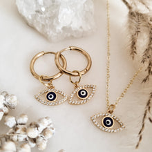 Load image into Gallery viewer, Evil Eye Earrings and Necklace Set
