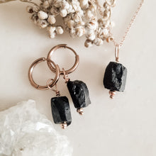 Load image into Gallery viewer, Black Tourmaline Earrings and Necklace Set for Protection
