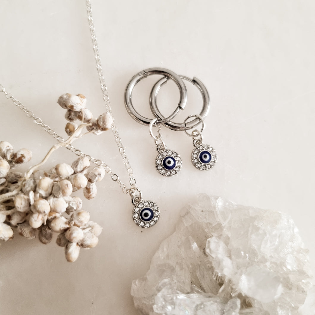 Evil Eye Protection Earrings and Necklace Set