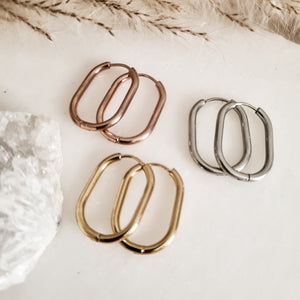 4cm oval hoops; stainless steel