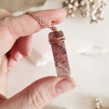 Load image into Gallery viewer, Strawberry Quartz Necklace, Rose Gold; 50cm - 55cm
