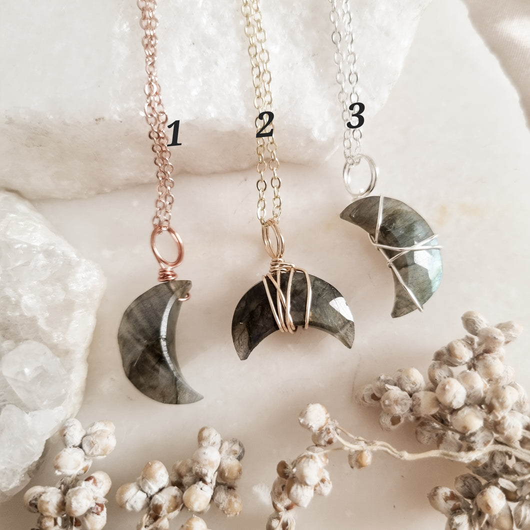 Labradorite Moon Necklaces