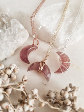Load image into Gallery viewer, Strawberry Quartz Moon Necklace, 45cm - 50cm
