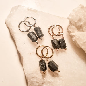 Black Tourmaline Hoop earrings