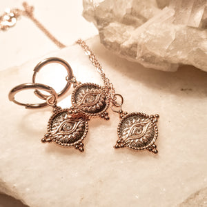 Evil Eye Protection Earring and Necklace Set
