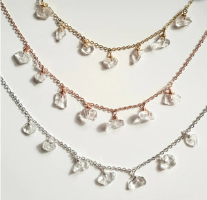 Clear Quartz - Chakra Charm Necklace and matching Bracelet - Hex + Stones